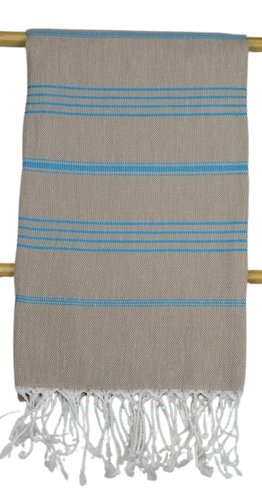 Hamamtuch Sand Türkisblau 100 cm x 180 cm zweifarbig